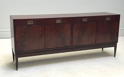 Lot 1116 - A mahogany campaign style sideboard, height...