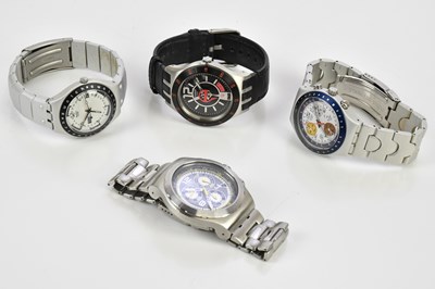Lot 622 - SWATCH; a collection of four watches,...