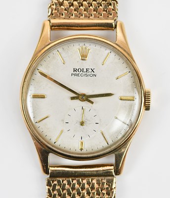Lot 556 - ROLEX; a gentleman's 9ct gold cased Precision...