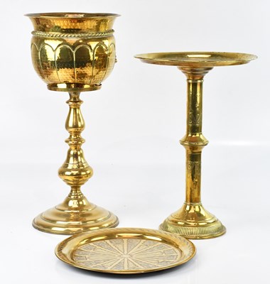 Lot 1559 - A brass jardinière stand, height 58cm, also an...