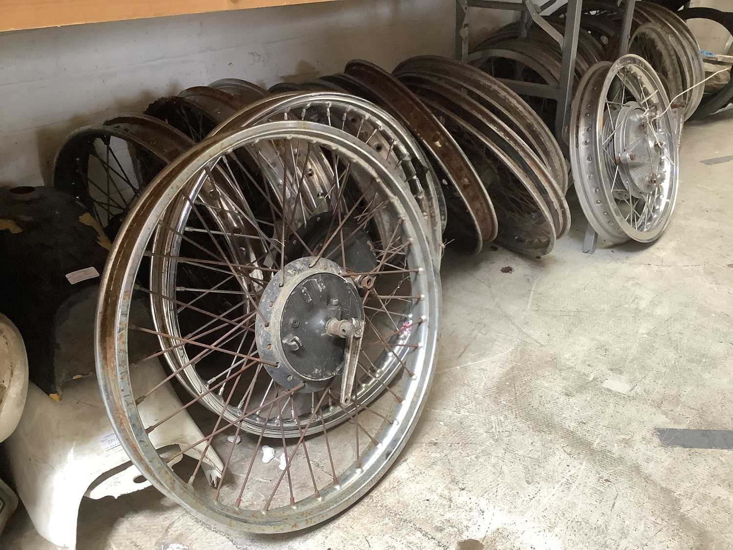 Lot 2014 - A large collection of motorcycle rims,