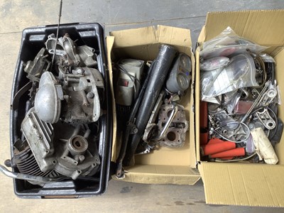 Lot 2044 - A collection of vintage motorcycle parts, to...