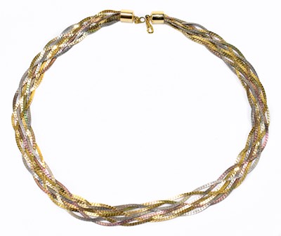 Lot 225 - A three coloured yellow, white and rose metal...
