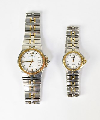 Lot 1587 - RAYMOND WEIL; a pair of ladies' and...