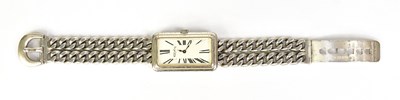 Lot 1593 - ROY KING; a sterling silver wristwatch, the...