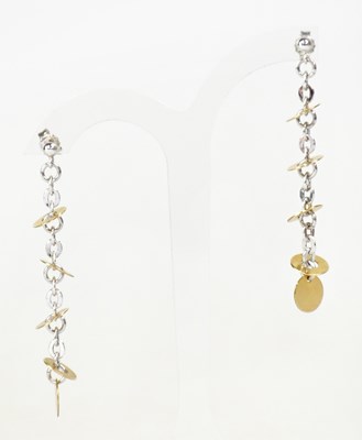 Lot 1373 - A pair of 9ct yellow and white gold chain link...