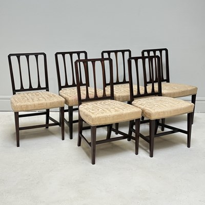 Lot 1191 - A set of six Georgian mahogany dining chairs...