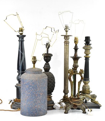 Lot 1678 - A collection of six modern table lamps, height...