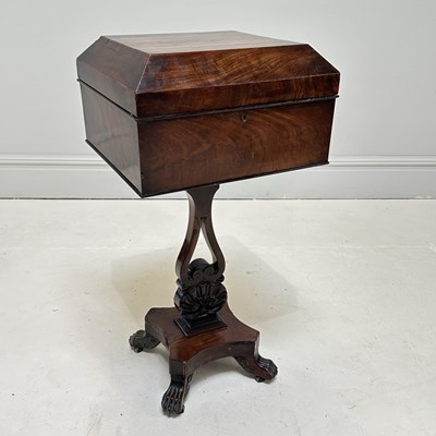 Lot 1222 - A 19th century sarcophagus form teapoy with...