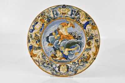 Lot 2547 - A 19th century maiolica wall charger decorated...