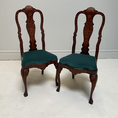 Lot 1145 - A pair of 19th century Dutch marquetry inlaid...