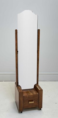 Lot 1035 - An Art Deco walnut cheval mirror with base...