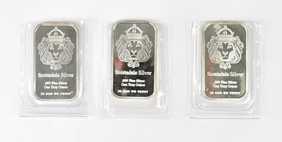 Lot 1151 - SCOTTSDALE SILVER; three .999 fine silver Troy...