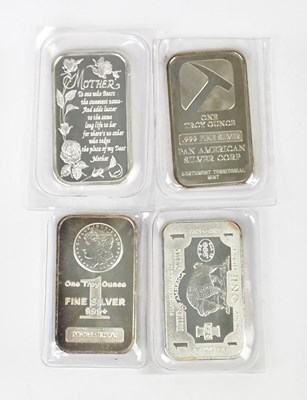 Lot 1154 - Four various .999 fine silver Troy ounce...