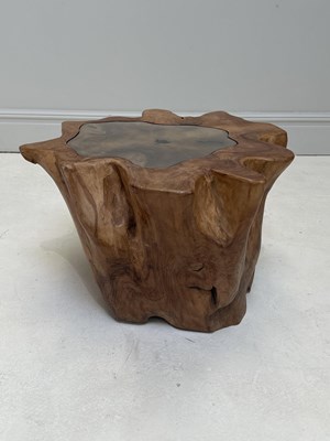 Lot 1040 - A decorative tree root coffee table with glass...