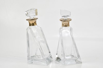 Lot 2395 - A pair of contemporary cut glass decanters,...