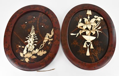 Lot 2342 - Two early 20th century Japanese lacquered oval...
