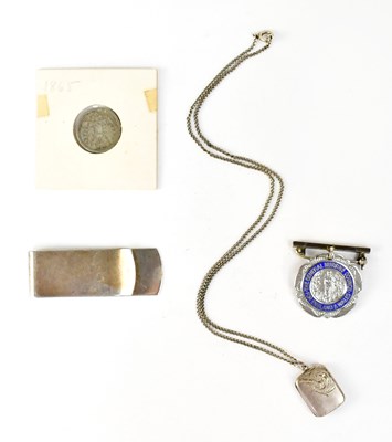 Lot 675 - A Dunhill hallmarked silver money clip, length...