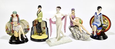 Lot 216 - PEGGY DAVIES; three ceramic figures in the Art...