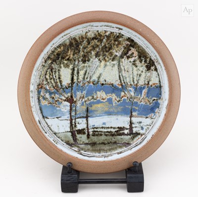 Lot 437 - MICK ARNUP (1925-2008); a stoneware plate...
