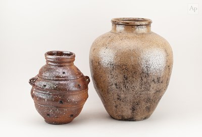 Lot 730 - A large salt glazed jar, height 35cm, and a...