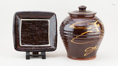 Lot 145 - CLIVE BOWEN (born 1943); a slipware jar and...