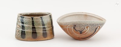 Lot 391 - MANDY PARSLOW; an oval salt glazed bowl with...