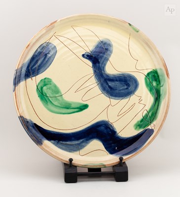 Lot 251 - HANS FISCHER; a large slipware platter with...