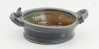 Lot 705 - WALTER KEELER (born 1942); an oval salt glazed...