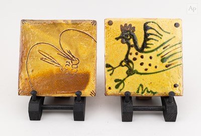 Lot 140 - CLIVE BOWEN (born 1943); a pair of slipware...