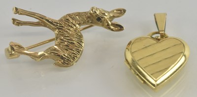 Lot 1324 - A 9ct yellow gold brooch modelled as a gazelle,...