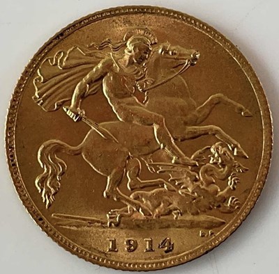 Lot 607 - A George V half sovereign, 1914.