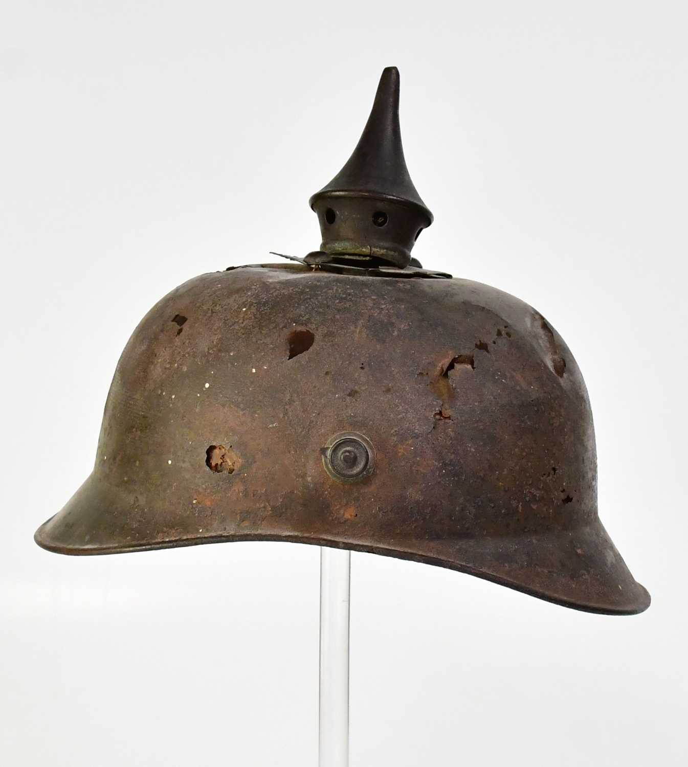 Lot 504 - A war relic Pickelhaube, lacking front plate,...