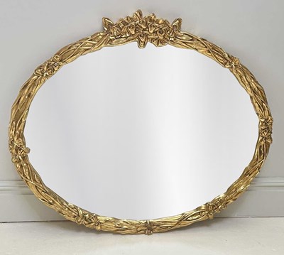 Lot 1045 - A large gilt framed oval wall mirror, height...