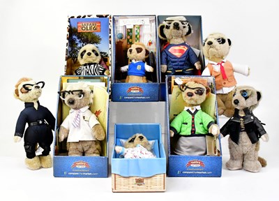 Lot 425 - Nine Meerkat advertising toys, six boxed and...