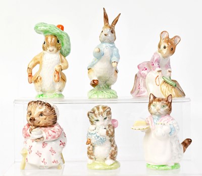 Lot 105 - BESWICK; six Beatrix Potter figures,...