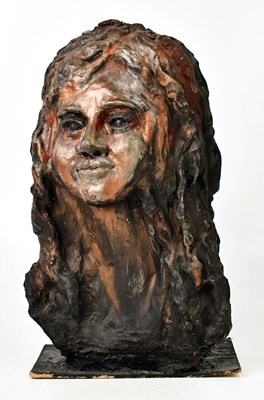 Lot 160 - SUE BASHLAL; a plaster bust of a young woman...