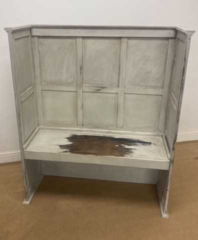 Lot 757 - A painted two seater hall seat with panelled...