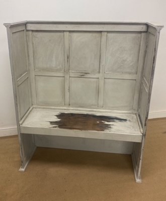Lot 757 - A painted two seater hall seat with panelled...
