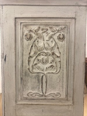 Lot 757 - A painted two seater hall seat with panelled...