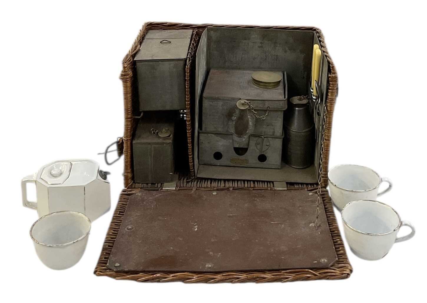 Lot 307 - SIRRAM; an early 20th century wicker picnic...