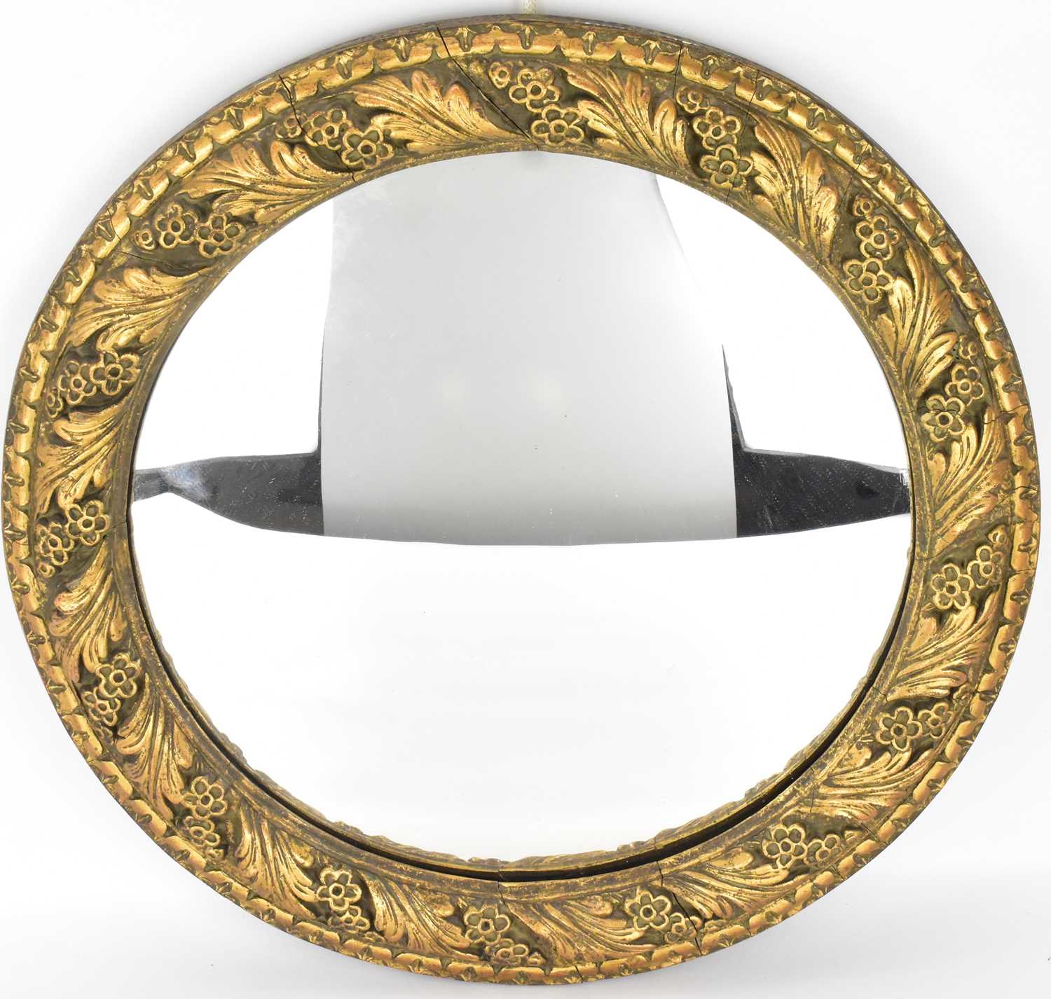 Lot 74 A vintage circular wall mirror with gilt wood