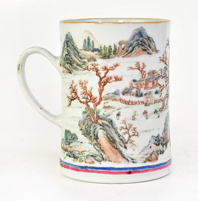 Lot 379 - A 19th century porcelain mug hand-painted with...