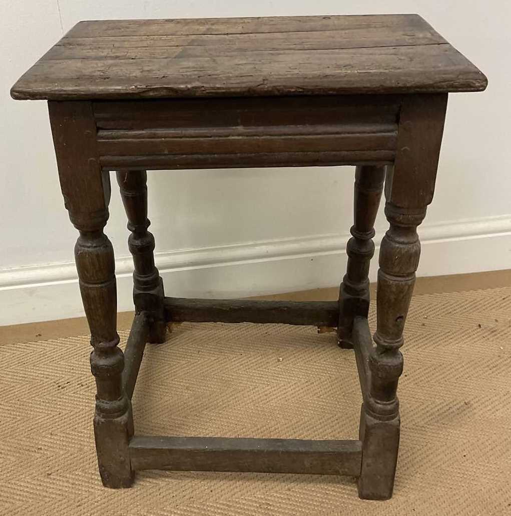 Lot 693 - An 18th century Irish coffin stool, raised on...