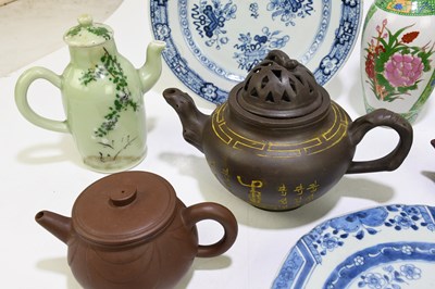 Lot 2062 - A collection of six Chinese redware type...