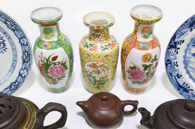 Lot 2062 - A collection of six Chinese redware type...