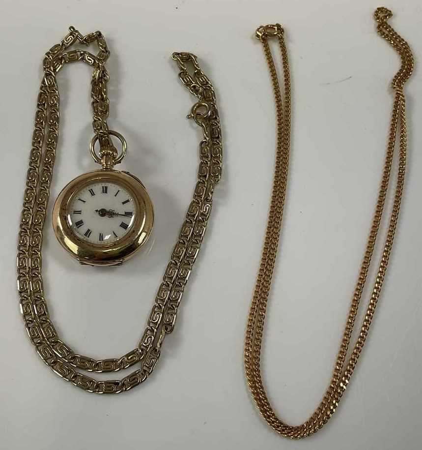 Lot 583 - A 14ct yellow gold fob watch, with Roman...