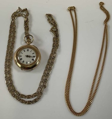 Lot 583 - A 14ct yellow gold fob watch, with Roman...