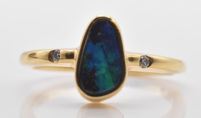 Lot 505 - An 18ct yellow gold boulder opal and twin...