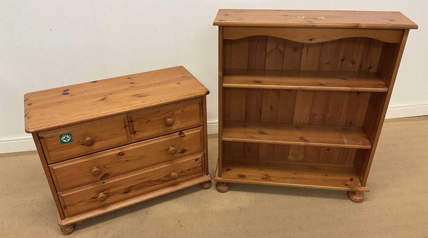 Lot 745 - A pine bookcase with two shelves, 98 x 84 x...